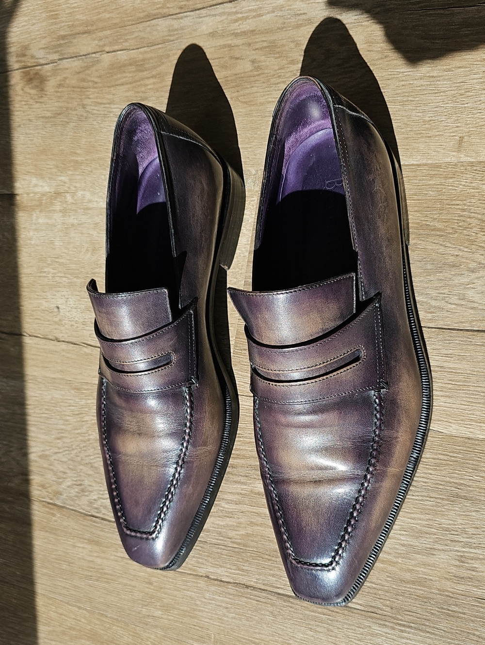 BERLUTI Andy penny loafers 9 to 8.5 US Purple/Brown